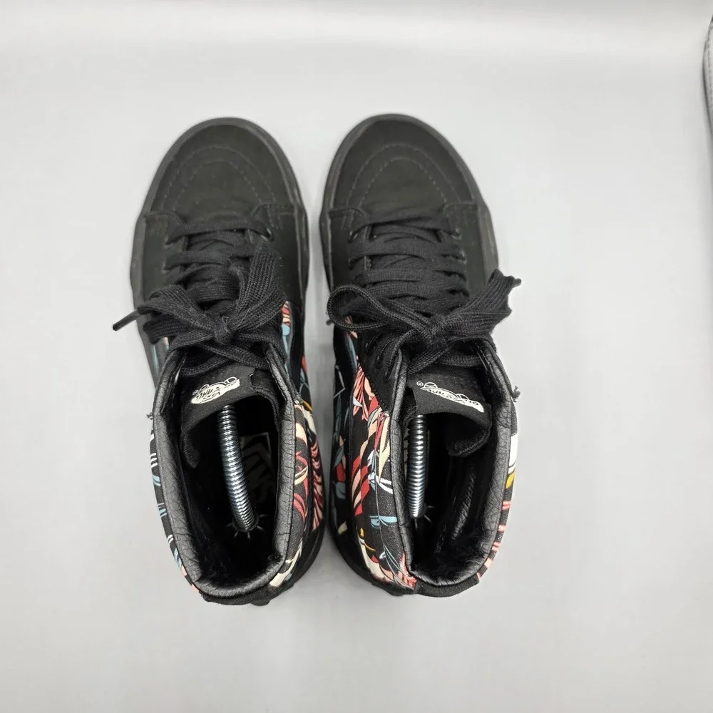 Vans Sk8-Hi Shoes Womens 8 Black Tropical Floral Old Skool‎ High Top Sneakers